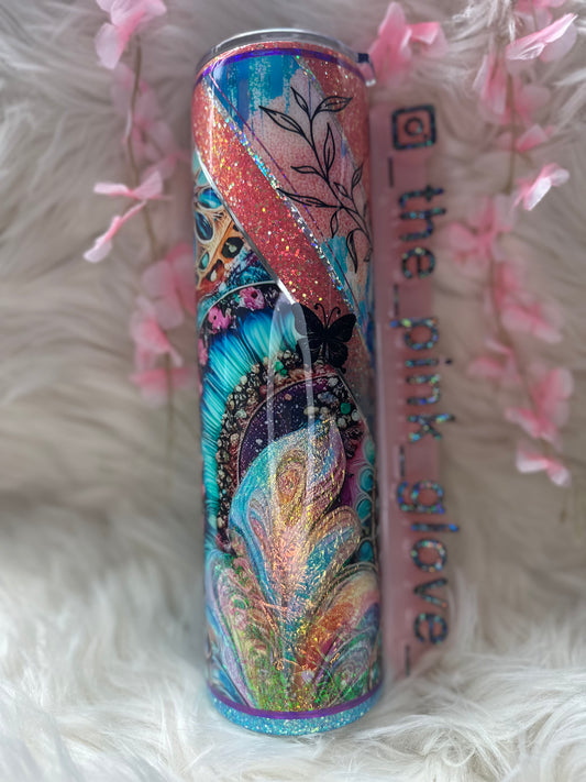 RTS {Cellophane Feather} 32oz Skinny Tumbler