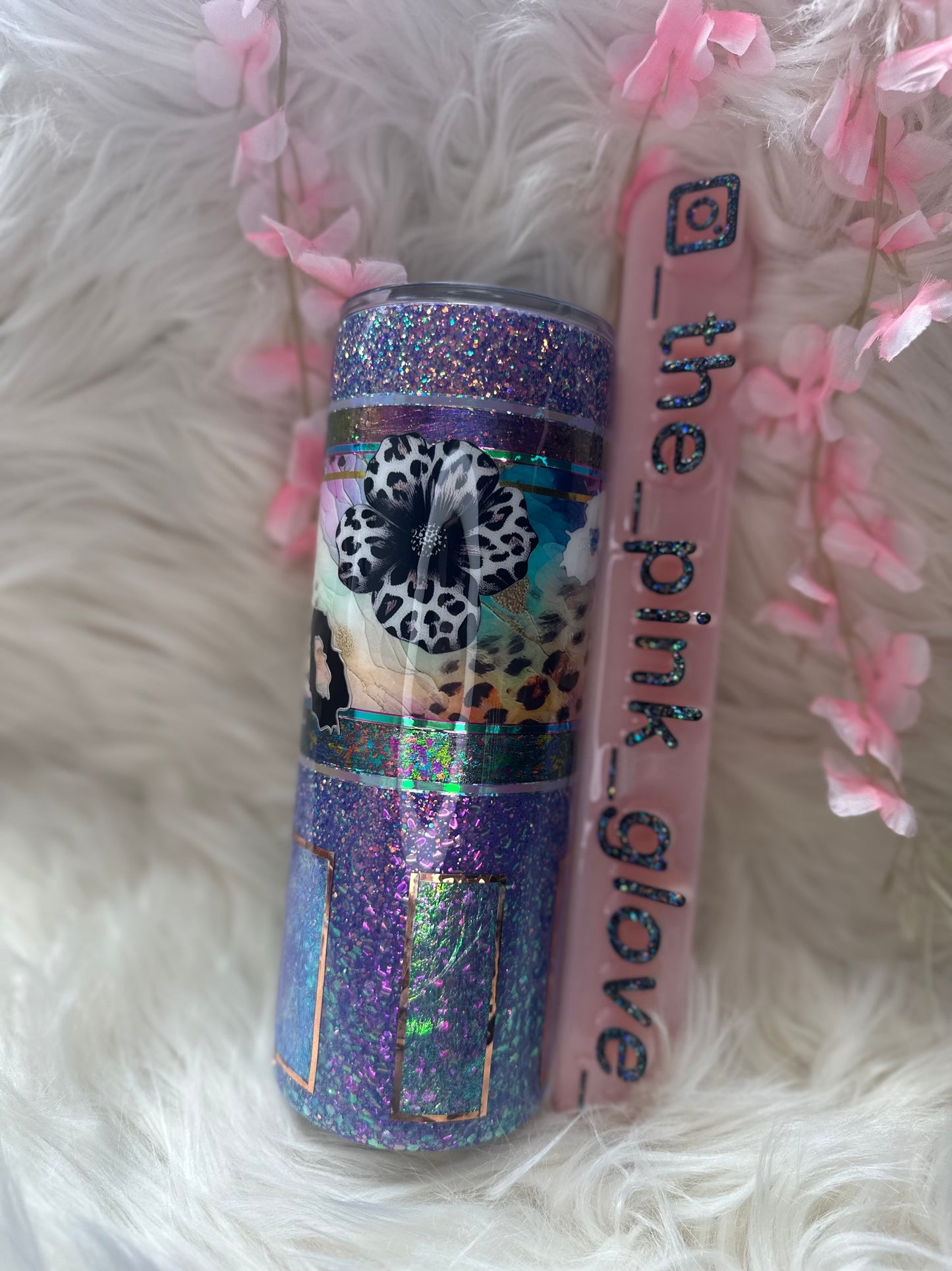 RTS {Purple Cheetah Window} 24oz Skinny Tumbler