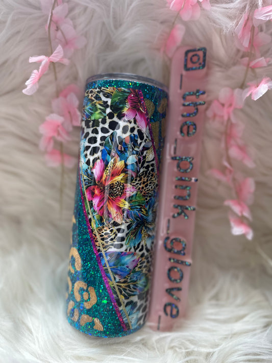 RTS {Tropical Cheetah} 24oz Skinny Tumbler