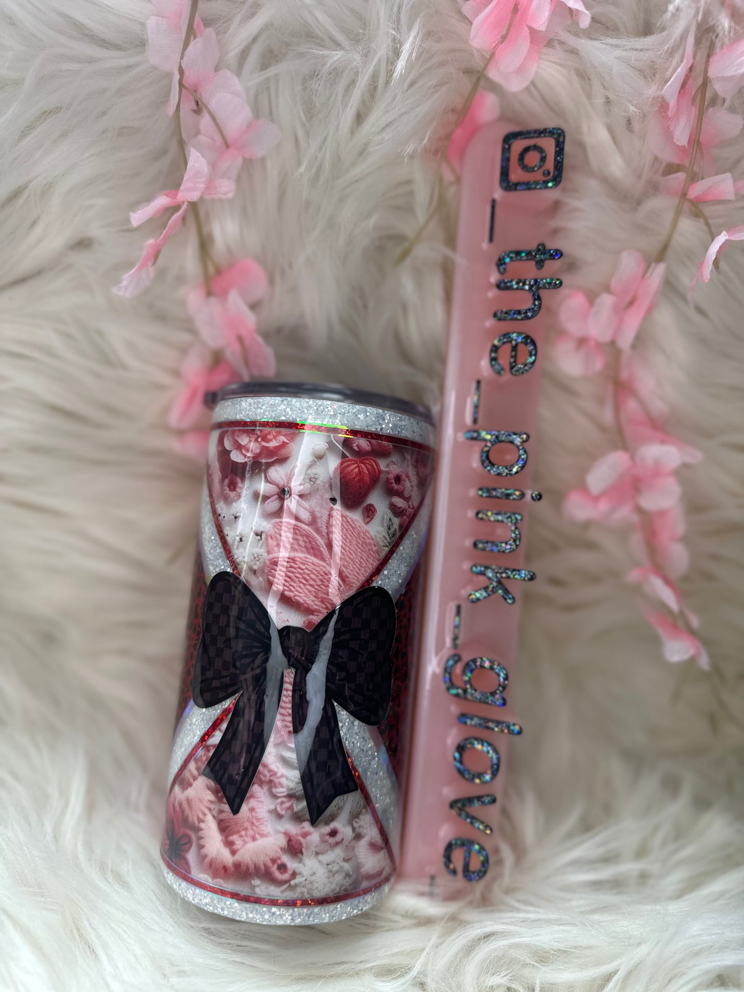 RTS {Valentine's Sweets With Black Bow} 16oz Skinny Tumbler
