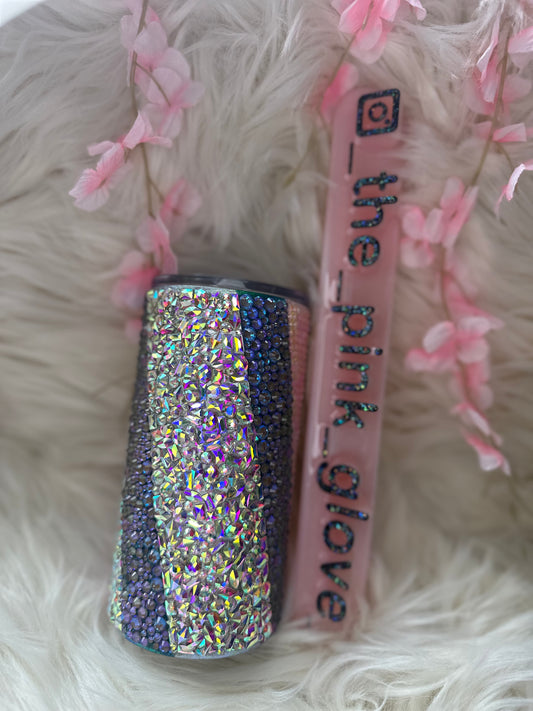 RTS {Glass Rhinestone Purple Opal Pink Twist} 16oz Skinny Tumbler