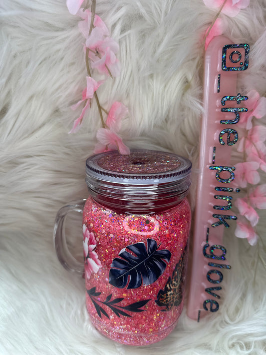 RTS {Pink Paradise} 20oz Snow Globe Tumbler