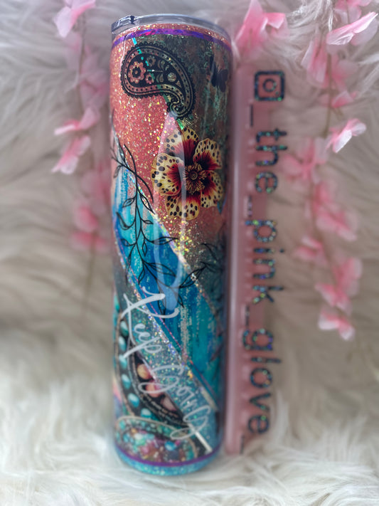 RTS {Cellophane Feather} 32oz Skinny Tumbler