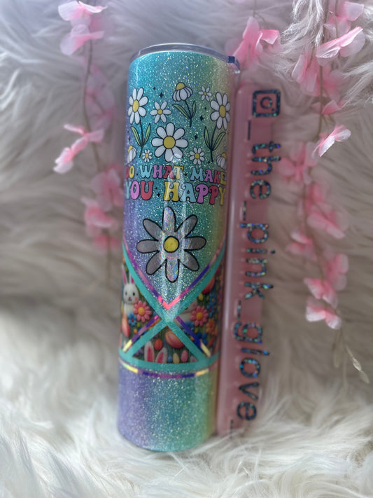 RTS {Floral Bunnies} 32oz Skinny Tumbler