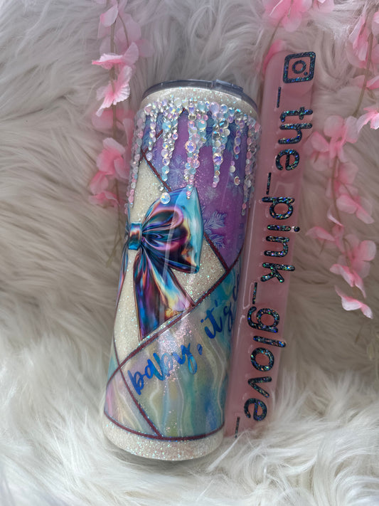 RTS {Baby It's Cold Outside Glass Rhinestone} 24oz Skinny Tumbler