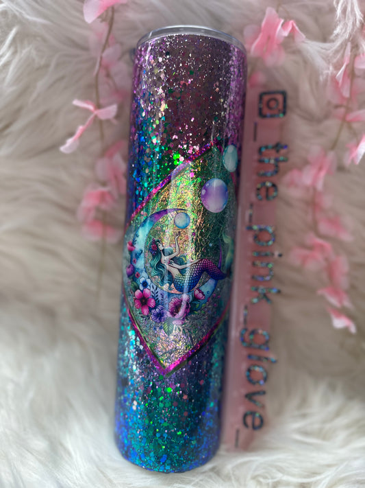 RTS {Floral Mermaid} 32oz Skinny Tumbler