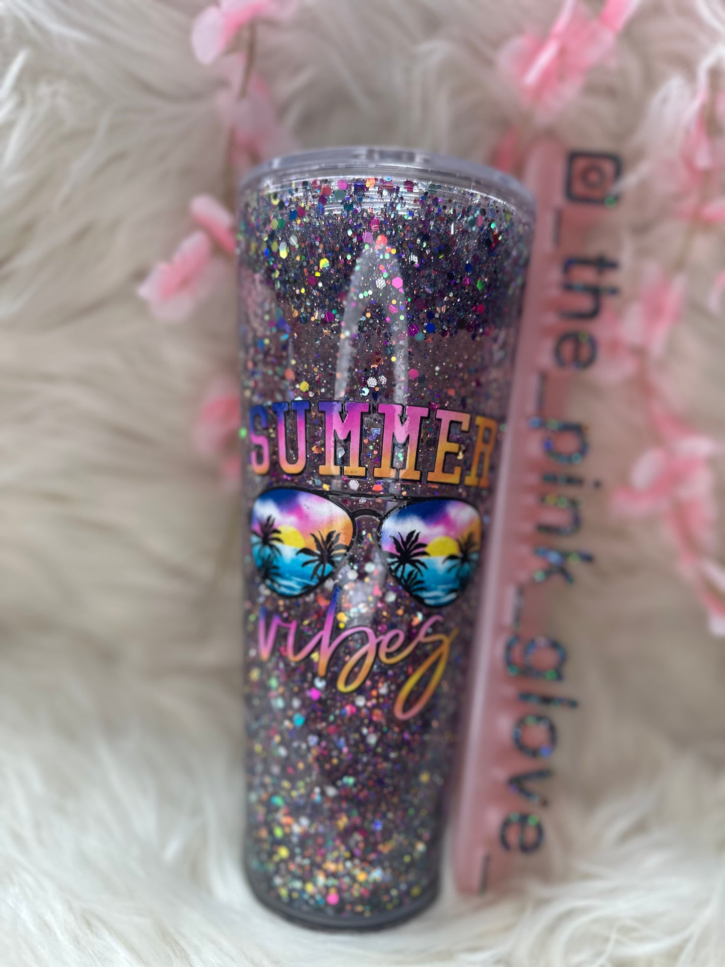RTS {Summer Vibes} 24oz Snow Globe Tumbler