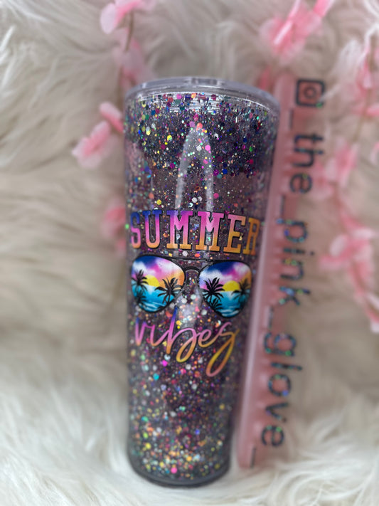 RTS {Summer Vibes} 24oz Snow Globe Tumbler
