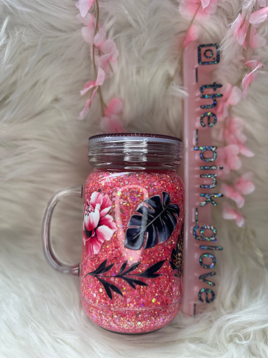 RTS {Pink Paradise} 20oz Snow Globe Tumbler