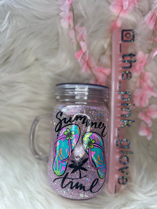 RTS {Summer Time Flip Flops} 20oz Snow Globe Tumbler