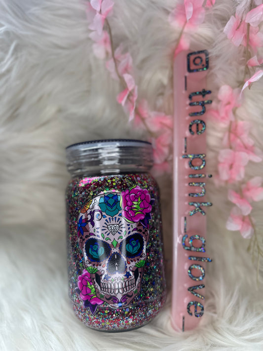 RTS {Sugar Skull} 20oz Snow Globe Tumbler