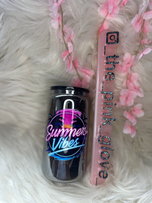 RTS {Neon Summer Vibes} 16oz Mirror Glass Tumbler