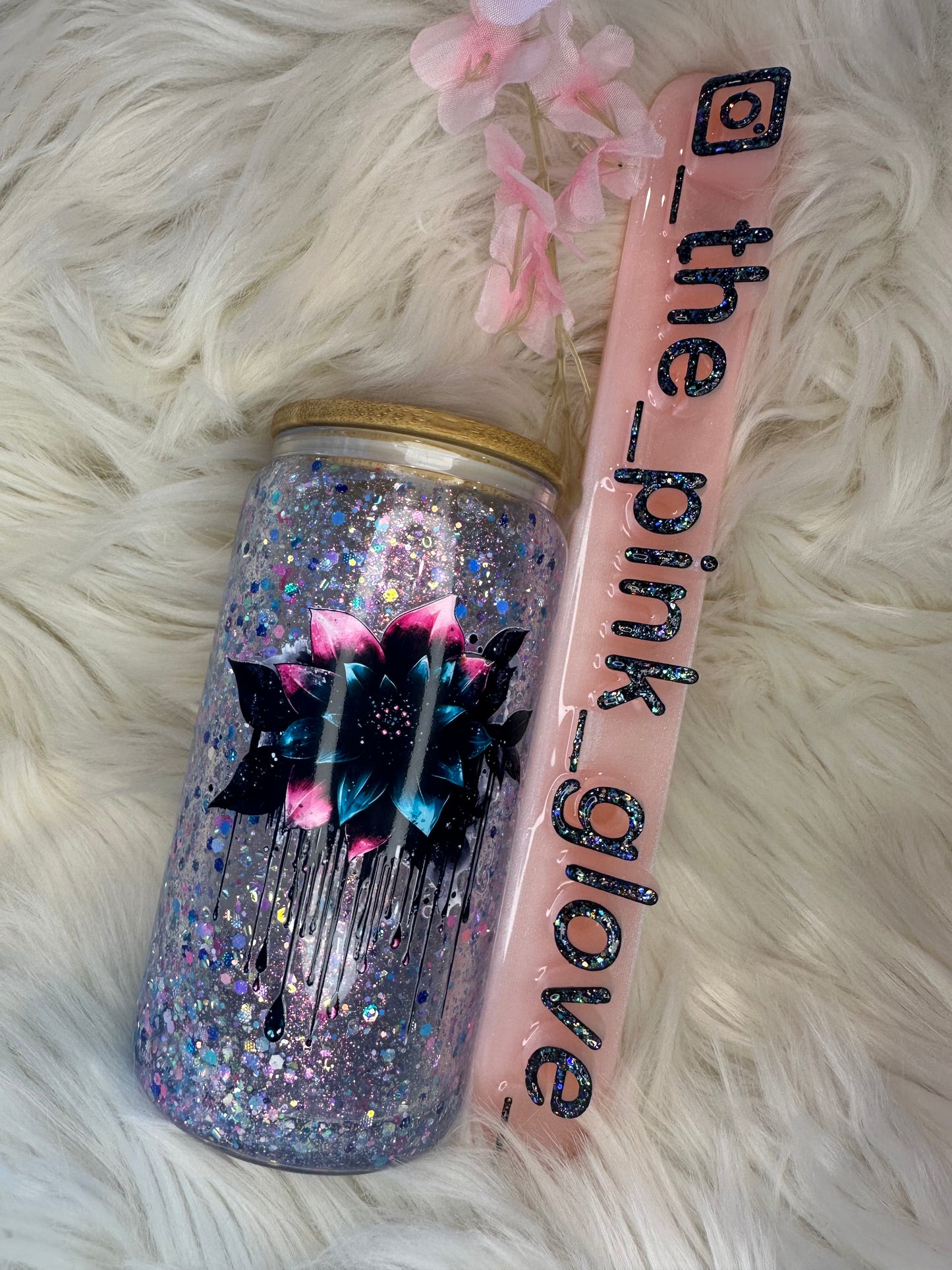RTS {Dark Flower} 16oz Glass Snow Globe