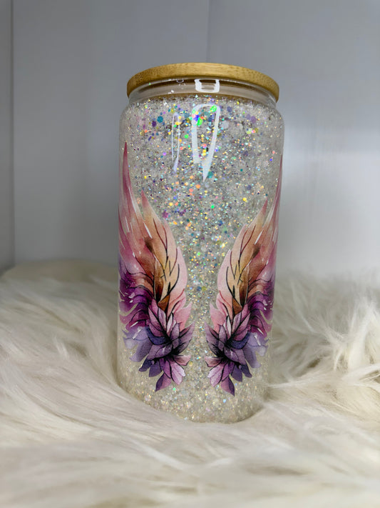 RTS {Opal Angel Wings} 16oz Glass Snow Globe
